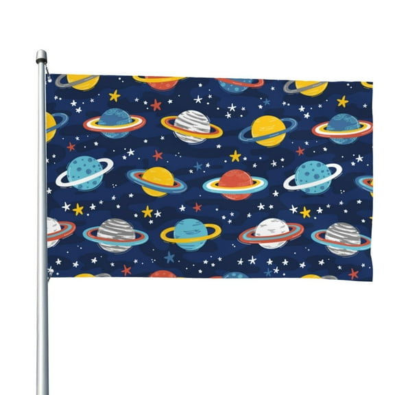 Picia Planets and Stars Printed Flag ,Planets and Stars Pattern Garden Flag Vertical Double,Yard Lawn Outdoor Decor 48x72"