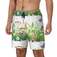 thumbnail image 1 of Picia Plants and Insects pattern Mens Swim Trunks with Compression Liner Stretch Beach Shorts Quick Dry with Zipper Pockets No-Chafing Board Shorts-, 1 of 9