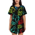 thumbnail image 1 of Picia Play Game Start Pajamas Sets for Women Soft Short-Sleeved Pjs with Lounge Shorts Two Piece Sleepwear-XX-Large, 1 of 9