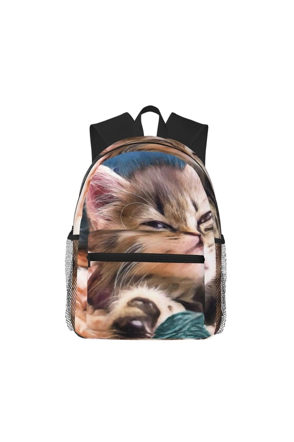 Playful Cat Large Capacity Backpack Classic Style Backpack Casual Backpack Water-Resistant School Work Travel Outdoor Backpack