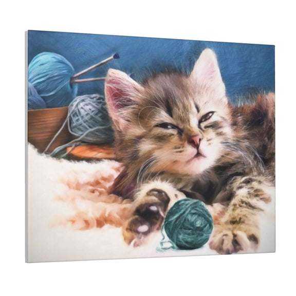 Picia Playful Cat Pattern Decorative Picture – Unique Wall Art, Modern Canvas Print for Trendy Interiors (Horizontal)