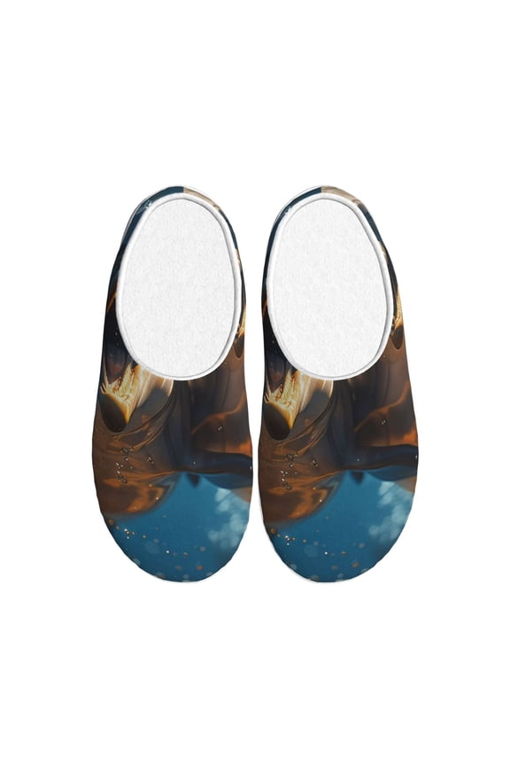 Playful Dolphins Underwater for Women's Lamb-hug Comfy Fleece House Slippers Memory Foam, Slip-on House Shoes Indoor Outdoor-35/36