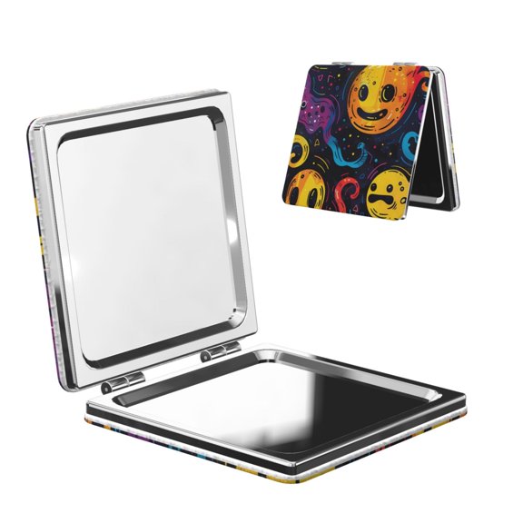 Picia Playful Ghosts Night Sky for Compact Vanity Mirror , Travel Makeup Mirror , Portable Magnifying Cosmetic Mirror for Daily, Work, Business-Square