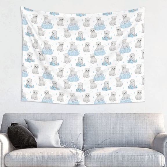 Picia Playful Polar Bear Pals Pattern Tapestry-Tapestries for Bedroom Living Room Dorm(29x37")