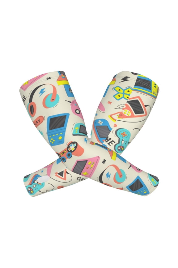 Playing Video Games Arm Sleeves for Men and Women - Tattoo Cover Up UPF 50+ Cooling Sports Sleeve for Basketball Golf Football-One Size