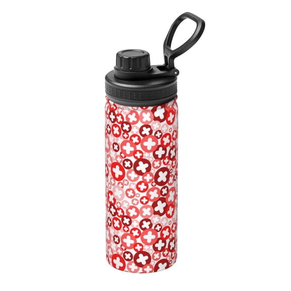 Picia Plus Cross Pattern Water Bottle 18 oz Stainless Steel Insulated Bottles With Handle Leak Proof Gym Sport Water Jug BPA-free insulated kettle For Men Women Adults
