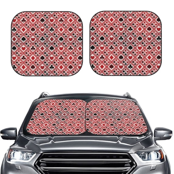 Picia Poker 2 Piece Car Windshield Sun Shade Foldable | Foldable Sun Shield for Front Window Blocks UV Rays and Keeps Your Vehicle Cool-Small
