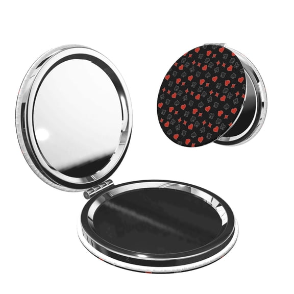 Picia Poker Creative Symbols for Compact Vanity Mirror , Travel Makeup Mirror , Portable Magnifying Cosmetic Mirror for Daily, Work, Business-Round Shape