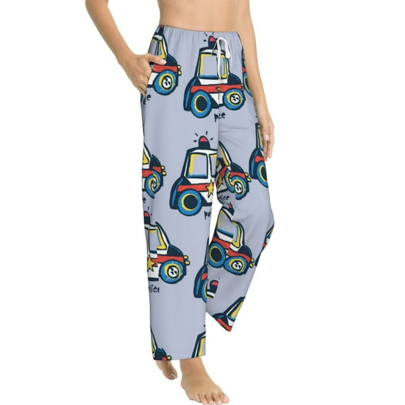 Picia Police Car Womens Soft Woven Cotton Elastic Waistband Sleep Pajama Pant Lounge Sleep Pant With Pockets And Drawstring-X-Large