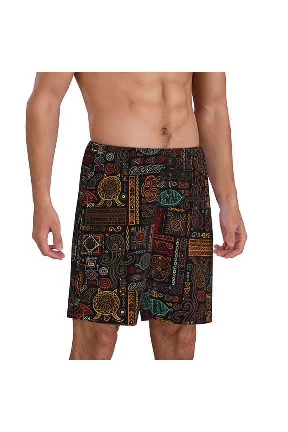 Polynesian Turtles Pajama Shorts for Men, Men's Pajama Bottoms, Sleepwear,Short Pajama Pants-Medium