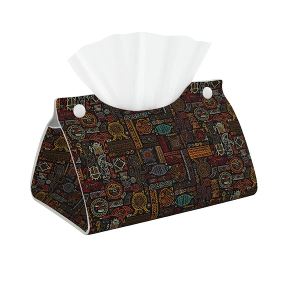 Picia Polynesian Turtles Pattern Long Tissue Box Cover,PVC Leather Triangle Holder,Tissue Box Holder with Magnetic Bottom,Facial Paper Organizer Dispenser-7.9"X4.9"X4.5"