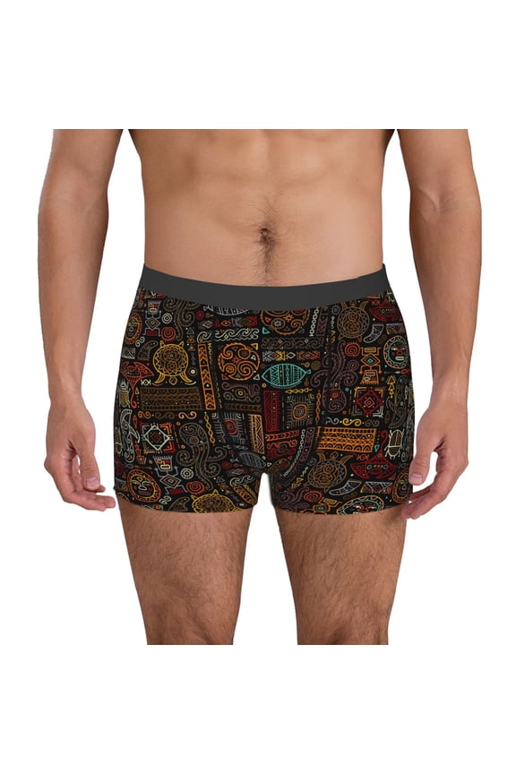 Polynesian Turtles Pattern Men’s Boxer Briefs – Soft & Breathable Underwear, Stretchy & Comfortable Fit, Supportive Pouch Design, Moisture-Wicking-Medium