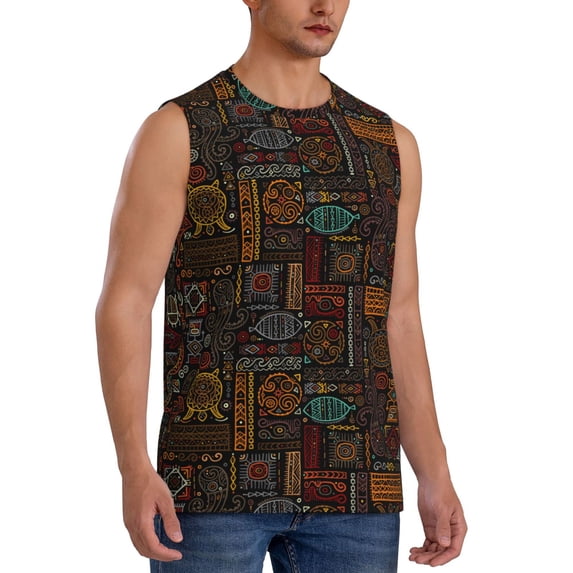 Picia Polynesian Turtles mens Cotton Tank Undershirts , Moisture-wicking Ribbed Tanks, Lightweight Cotton Tank Undershirts-XX-Large