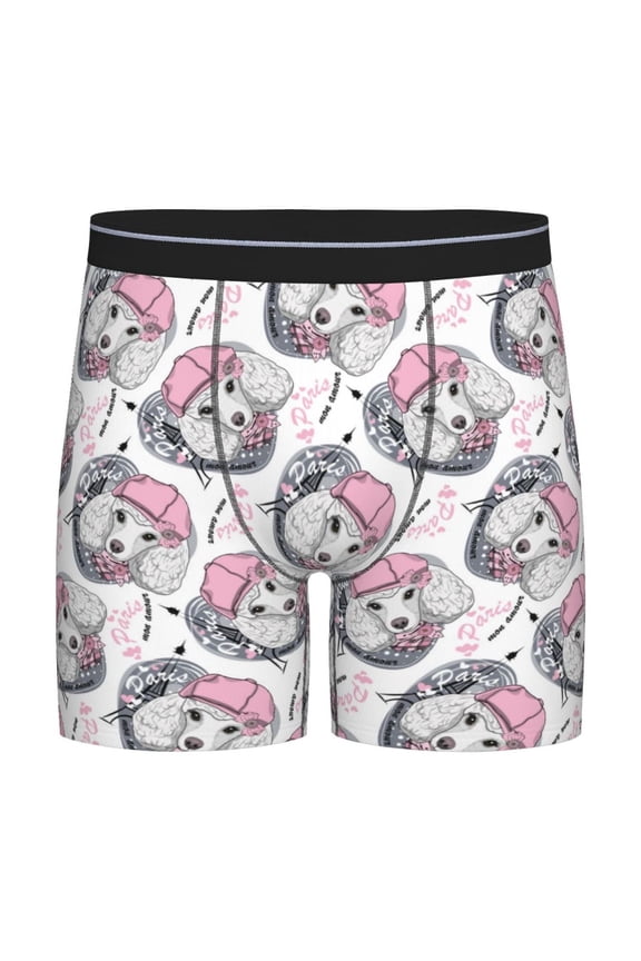 Poodle Dog Pattern Men's Athletic Long Leg Briefs , Performance Stretch Underwear，Moisture-Wicking