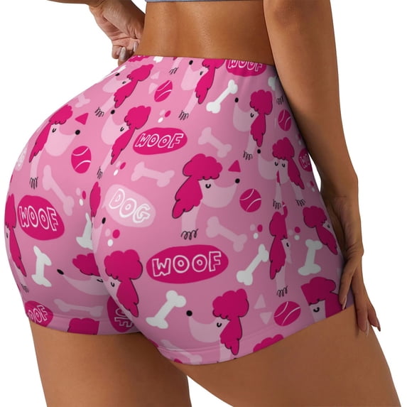 Picia Poodle Dog Printed Workout Shorts for Women Seamless Scrunch Butt Lifting High Waisted Yoga Gym Booty Running Moisture-wicking Short Pants-Large