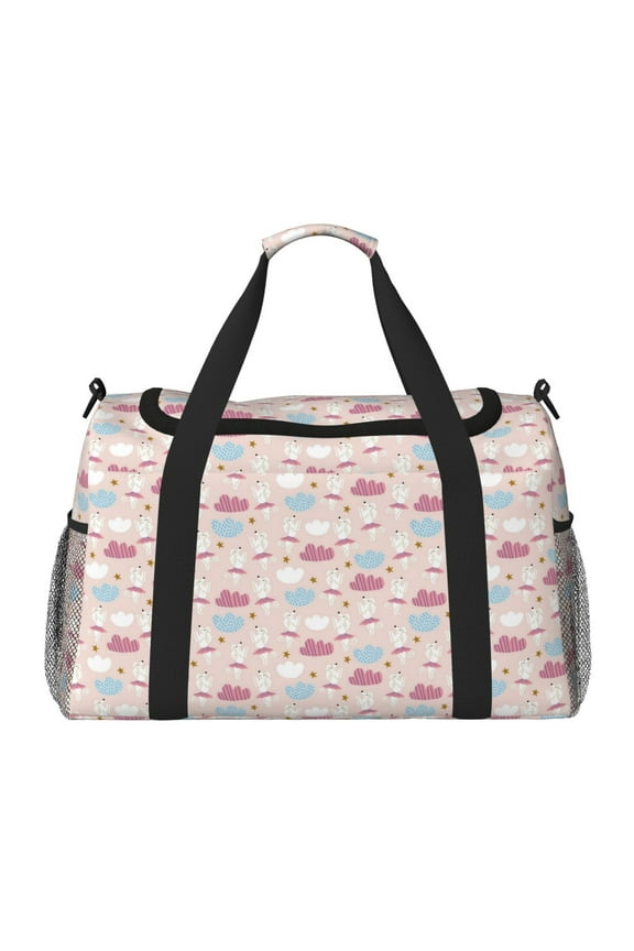 Poodle In Ballet Skirts Dancing Print Travel Duffle Bag,Weekender Bags for Women with Shoe Compartment, Gym Duffel Bag with Wet Pocket, Hospital Bags for Labor and Delivery