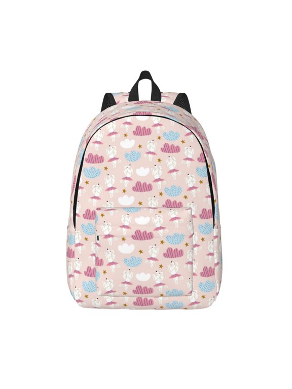 Poodle In Ballet Skirts Dancing Printed Canvas Daypack - Stylish and Durable Vintage Compact Backpack - Class, Work, Travel, or Laptop Bookbag,Organized Compartments-Medium