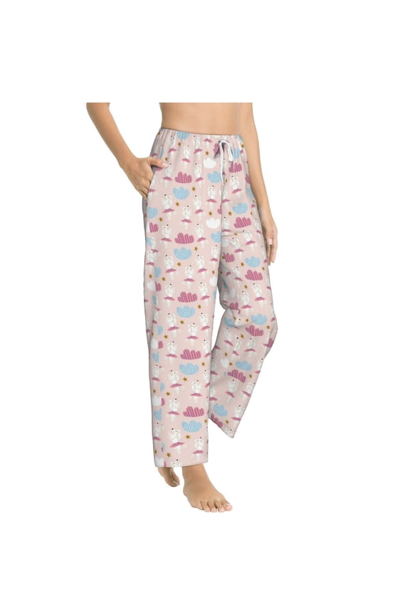 Poodle In Ballet Skirts Dancing Womens Soft Woven Cotton Elastic Waistband Sleep Pajama Pant Lounge Sleep Pant With Pockets And Drawstring-Medium