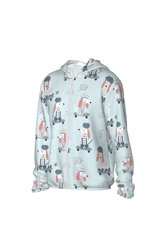 Poodle Playing Skateboard Women's Men's UPF 50+ Sun Protection Hoodie Shirt Long Sleeve SPF Fishing Outdoor UV Hiking Lightweight Shirts-Medium