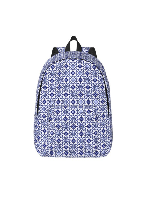 Porcelain Chinaware Printed Canvas Daypack - Stylish and Durable Vintage Compact Backpack - Class, Work, Travel, or Laptop Bookbag,Organized Compartments-Medium