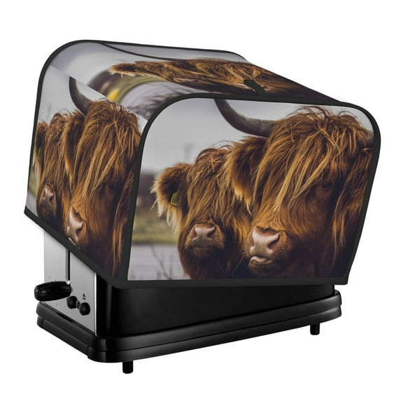 Picia Portrait Of Cow With Its Baby Cow Print 4 Slice Toaster Cover , Toaster Protector Dustproof Kitchen Appliance Cover, Kitchen Appliance Dustproof Protector