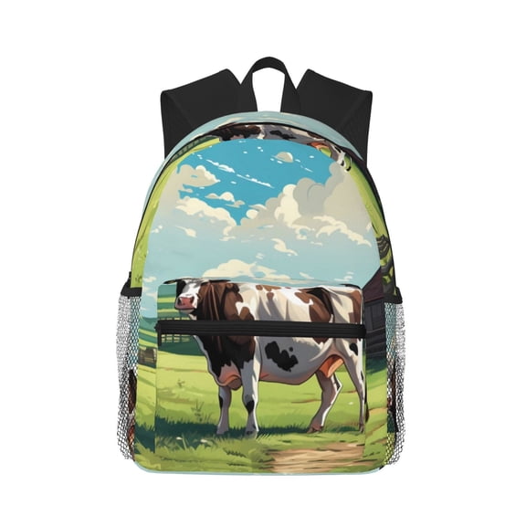 Picia Prairie Pasture Cow Large Capacity Backpack Classic Style Backpack Casual Backpack Water-Resistant School Work Travel Outdoor Backpack