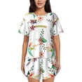 thumbnail image 1 of Picia Pretty Floral With Leaves Pajamas Sets for Women Soft Short-Sleeved Pjs with Lounge Shorts Two Piece Sleepwear-X-Large, 1 of 9