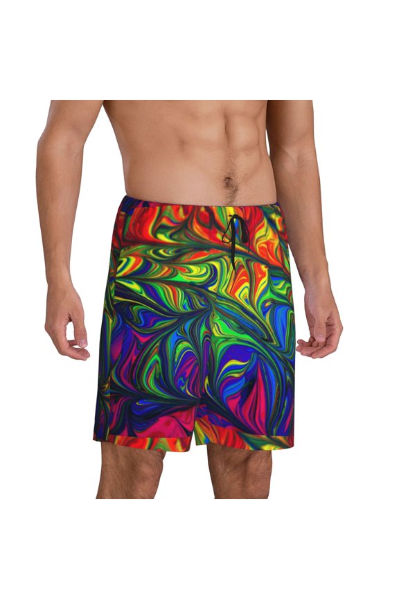 Pride Rainbow Pajama Shorts for Men, Men's Pajama Bottoms, Sleepwear,Short Pajama Pants-Medium