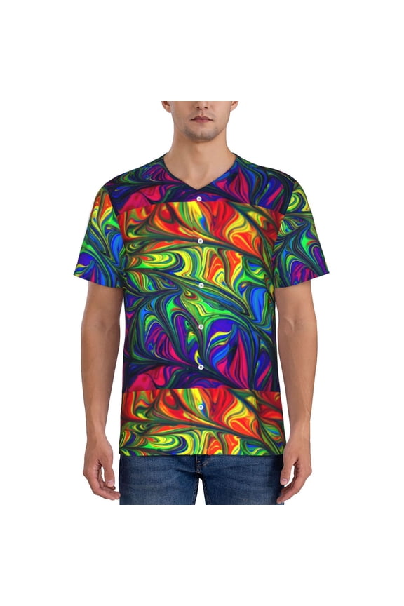 Pride Rainbow Pattern Mens Polo Shirts Quick Dry Short Sleeve Golf T Shirt Performance Moisture Wicking Casual Workout Baseball T-shirt-Medium