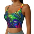 thumbnail image 1 of Picia Pride Rainbow Sports Bra for Women,Padded Strappy Sports Bras Medium Support Yoga Bra with Removable Cups,Running Yoga Bra-, 1 of 9