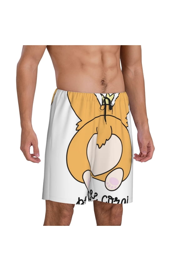 Prince Corgi Dog Pajama Shorts for Men, Men's Pajama Bottoms, Sleepwear,Short Pajama Pants-Medium