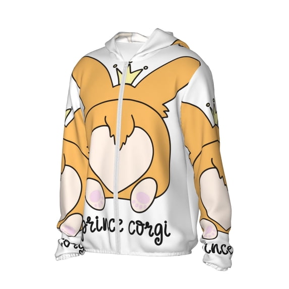 Picia Prince Corgi Dog Women's Men's UPF 50+ Sun Protection Hoodie Shirt Long Sleeve SPF Fishing Outdoor UV Hiking Lightweight Shirts-