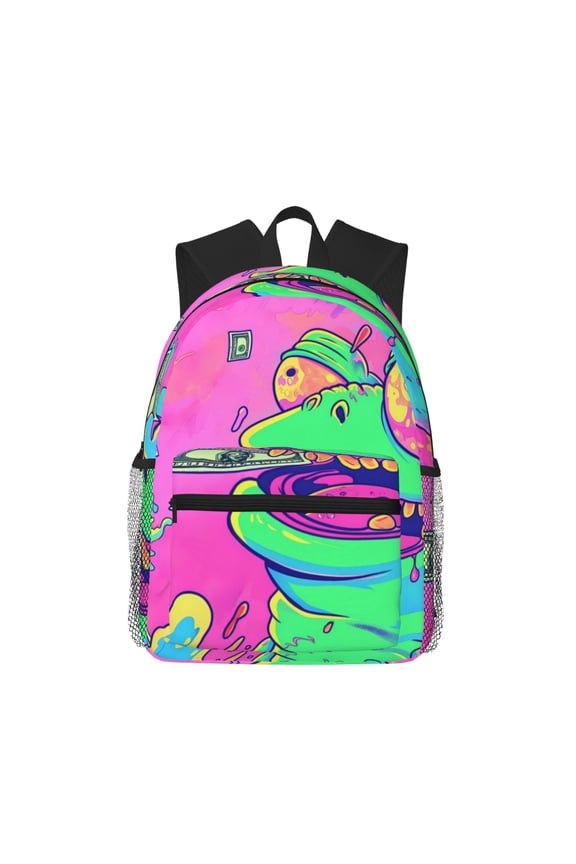 Psychedelic Cartoon Frog Large Capacity Backpack Classic Style Backpack Casual Backpack Water-Resistant School Work Travel Outdoor Backpack