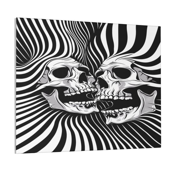Picia Psychedelic Skull Illusion Art Pattern Decorative Picture – Unique Wall Art, Modern Canvas Print for Trendy Interiors (Horizontal)