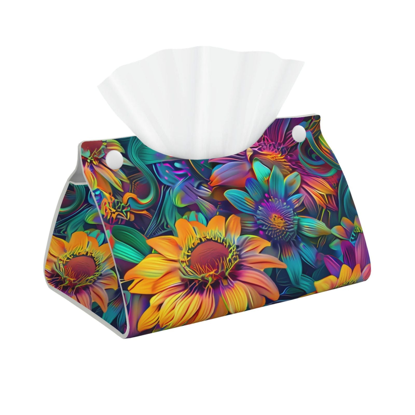 Picia Psychedelic Sunflowers Pattern Long Tissue Box Cover,PVC Leather ...