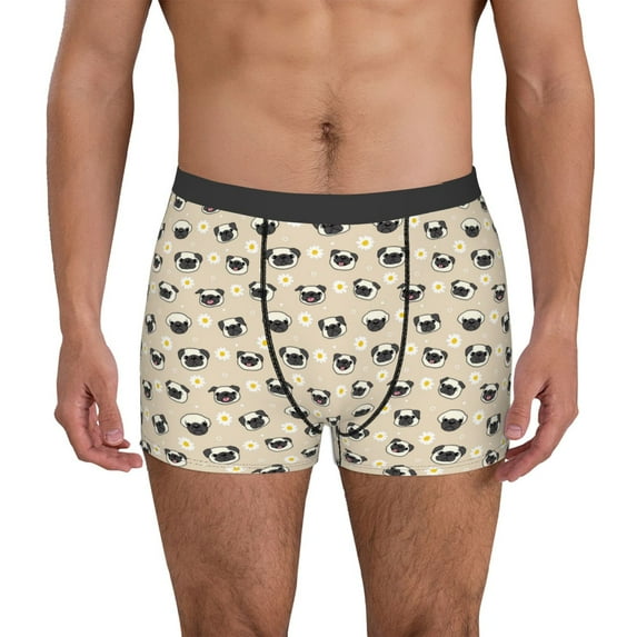 Picia Pug Dog Face Pattern Men’s Boxer Briefs – Soft & Breathable Underwear, Stretchy & Comfortable Fit, Supportive Pouch Design, Moisture-Wicking-Small