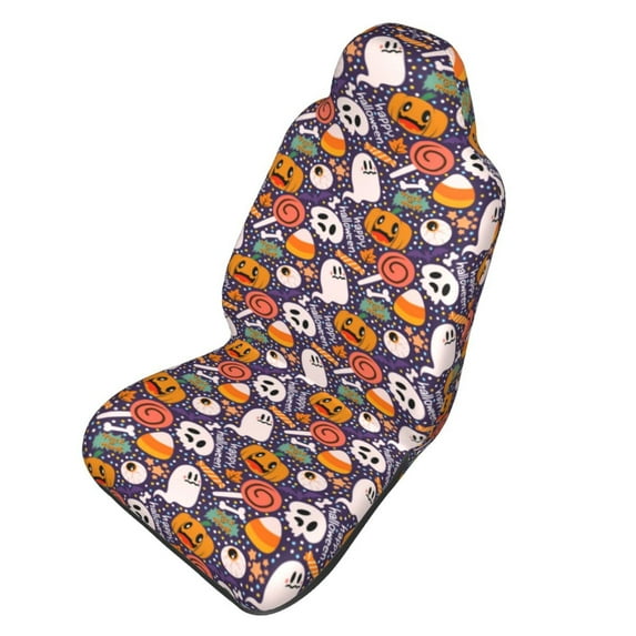 Picia Pumpkin And Flying Bat1 Print Waterproof Sweating Car Seat Cover for Post Gym Workout, Running, Beach and Hiking, Universal Fit Anti-Slip Bucket Seat Protector