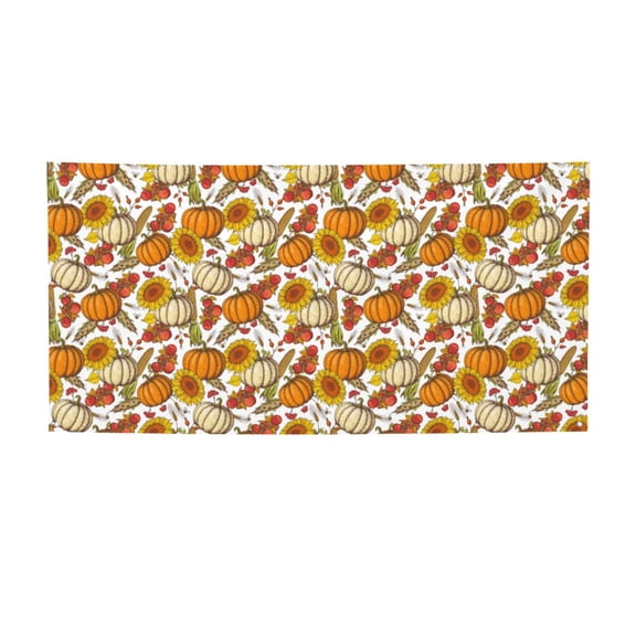 Picia Pumpkin Corn Daisy Pattern Party Banner, Festive Decoration, Holiday Banner, Celebration Decor, Event Banner, Reusable Party Banner-Small