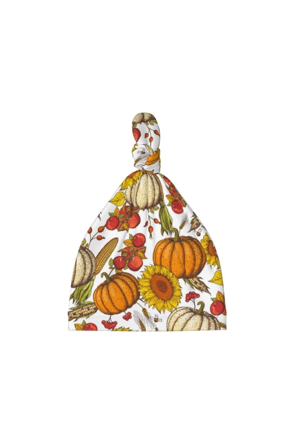 Pumpkin Corn Daisy Printed Preemie Hats for Baby Girls Cotton Premature Knot Hats Newborn Hospital Cap Warm Knot Beanie Nicu for Preemie Girls and Boys