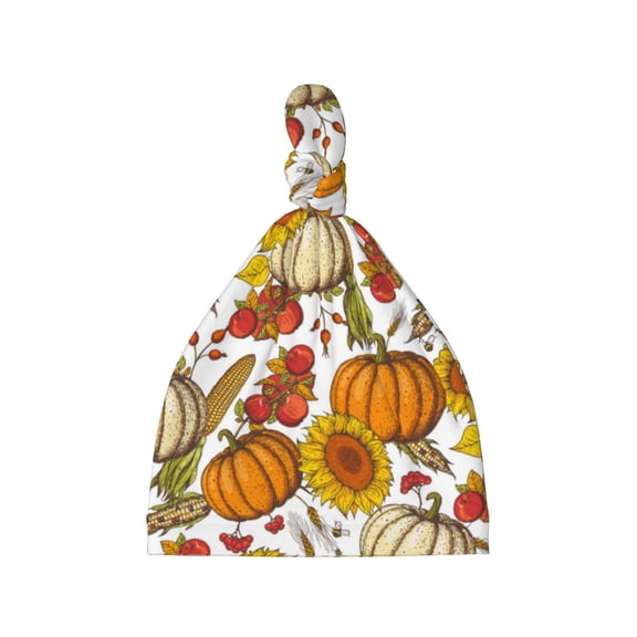 Picia Pumpkin Corn Daisy Printed Preemie Hats for Baby Girls Cotton Premature Knot Hats Newborn Hospital Cap Warm Knot Beanie Nicu for Preemie Girls and Boys