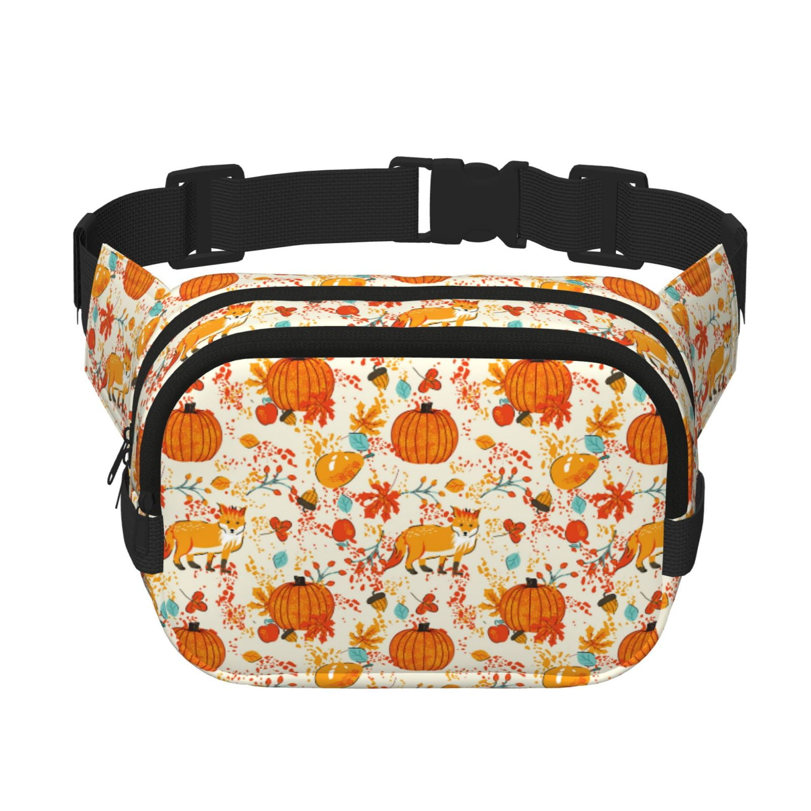 Picia Pumpkin Fall Pears Print Square Double-Layer Waist Bag Mini Adjustable Waist Belt Bag Exercise Running Travel Hiking