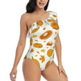 thumbnail image 1 of Picia Pumpkin Maple Leaves Pattern Women's One Piece Swimsuits,One Shoulder Swimwear Asymmetric ,Ruffle Monokinis Bathing Suits,High Waisted Flattering Bathing Suits-XX-Large, 1 of 8