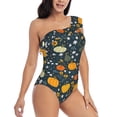 thumbnail image 1 of Picia Pumpkin Pattern Women's One Piece Swimsuits,One Shoulder Swimwear Asymmetric ,Ruffle Monokinis Bathing Suits,High Waisted Flattering Bathing Suits-Large, 1 of 8