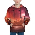 thumbnail image 1 of Picia Pumpkins Pattern Youth Hoodie - Warm Pullover Sweatshirt with Kangaroo Pocket, Ideal for Boys and Girls-Large, 1 of 6