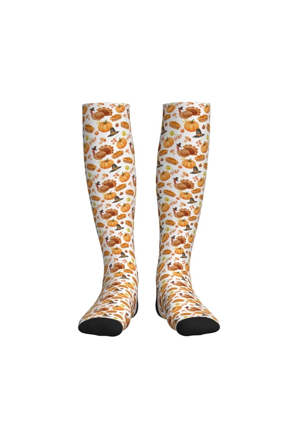 Pumpkins Printed Sports Compression Socks - 15-20mmHg Graduated Compression, High-Performance Soft and Breathable Socks for Men and Women