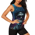 thumbnail image 1 of Picia Punk Style Blue Haired Skull Pattern Women's Workout Tank Top,Breathable Activewear,Slim Fit Athletic Top,Versatile Workout Moisture-wicking top-X-Large, 1 of 9