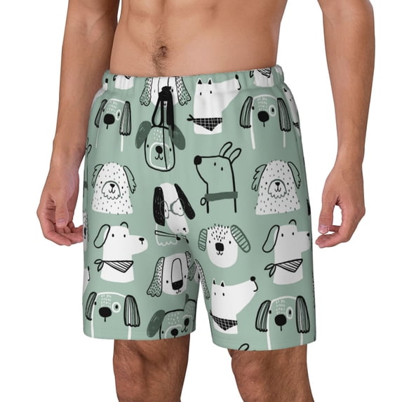 Picia Puppy pattern Mens Swim Trunks with Compression Liner Stretch Beach Shorts Quick Dry with Zipper Pockets No-Chafing Board Shorts-Medium