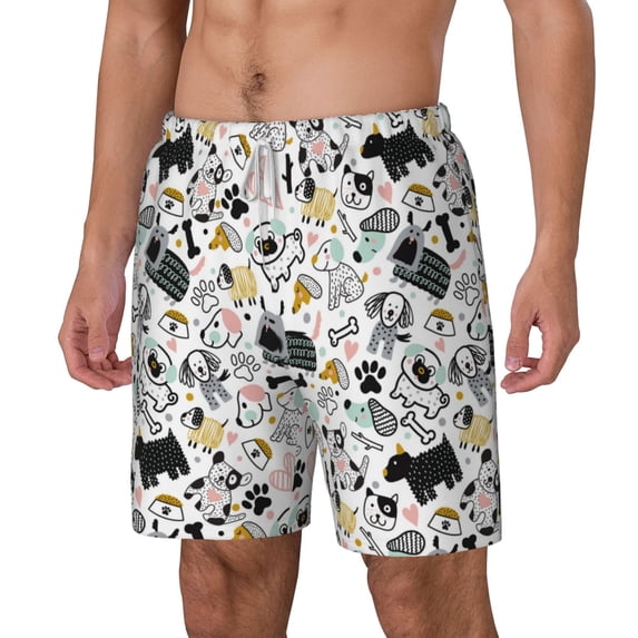 Picia Puppy pattern Mens Swim Trunks with Compression Liner Stretch Beach Shorts Quick Dry with Zipper Pockets No-Chafing Board Shorts-X-Large