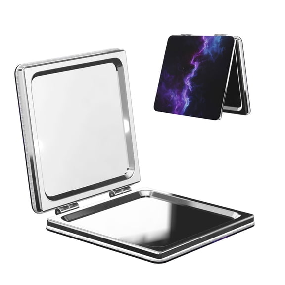 Picia Purple And Blue Nebula for Compact Vanity Mirror , Travel Makeup Mirror , Portable Magnifying Cosmetic Mirror for Daily, Work, Business-Square