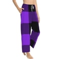 thumbnail image 1 of Picia Purple Buffalo Plaid Womens Soft Woven Cotton Elastic Waistband Sleep Pajama Pant Lounge Sleep Pant With Pockets And Drawstring-Large, 1 of 9